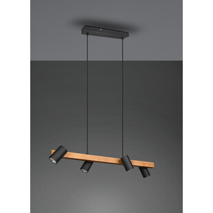 Lampa wisząca Marley Wood IV | Trio - Loft, drewno, czarny