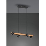 Lampa wisząca Marley Wood IV | Trio - Loft, drewno, czarny