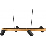 Lampa wisząca Marley Wood IV | Trio - Loft, drewno, czarny