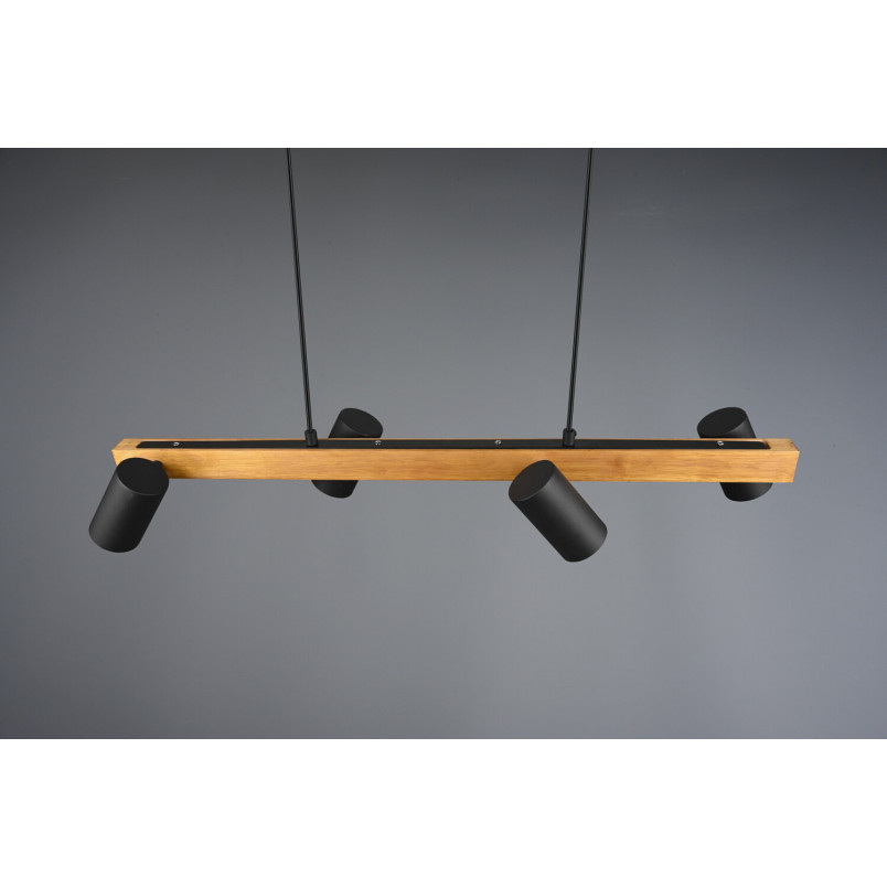Lampa wisząca Marley Wood IV | Trio - Loft, drewno, czarny
