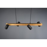 Lampa wisząca Marley Wood IV | Trio - Loft, drewno, czarny