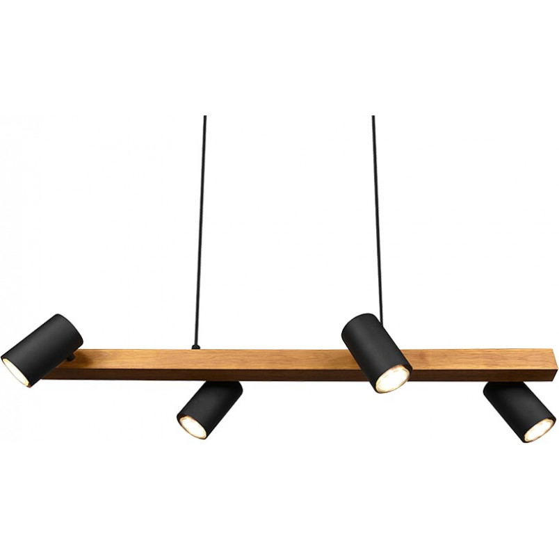 Lampa wisząca Marley Wood IV | Trio - Loft, drewno, czarny