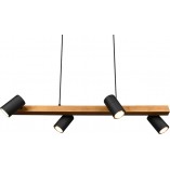 Lampa wisząca Marley Wood IV | Trio - Loft, drewno, czarny