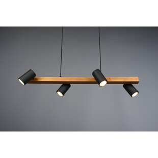 Lampa wisząca Marley Wood IV | Trio - Loft, drewno, czarny