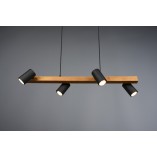Lampa wisząca Marley Wood IV | Trio - Loft, drewno, czarny