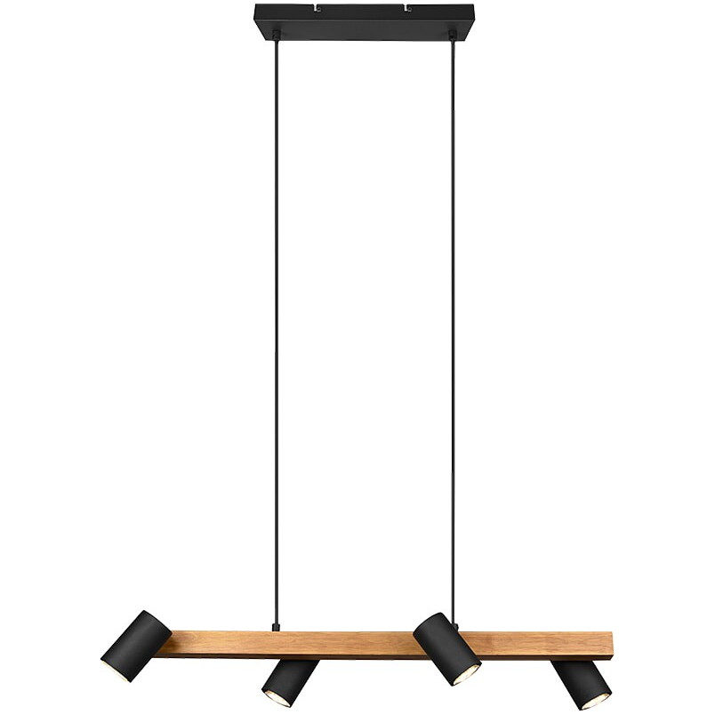 Lampa wisząca Marley Wood IV | Trio - Loft, drewno, czarny