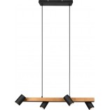 Lampa wisząca Marley Wood IV | Trio - Loft, drewno, czarny