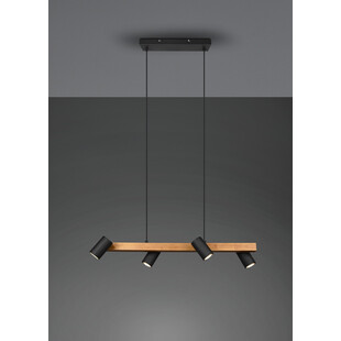 Lampa wisząca Marley Wood IV | Trio - Loft, drewno, czarny