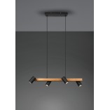 Lampa wisząca Marley Wood IV | Trio - Loft, drewno, czarny
