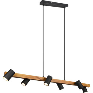 Lampa wisząca Marley Wood VI | Loftowa lampa drewno/czarno Trio