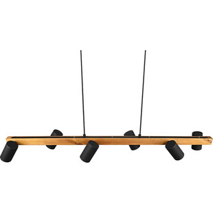 Lampa wisząca Marley Wood VI | Loftowa lampa drewno/czarno Trio