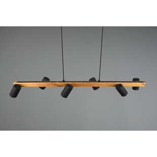 Lampa wisząca Marley Wood VI | Loftowa lampa drewno/czarno Trio