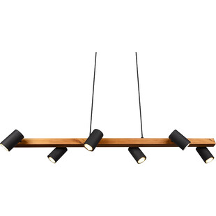 Lampa wisząca Marley Wood VI | Loftowa lampa drewno/czarno Trio
