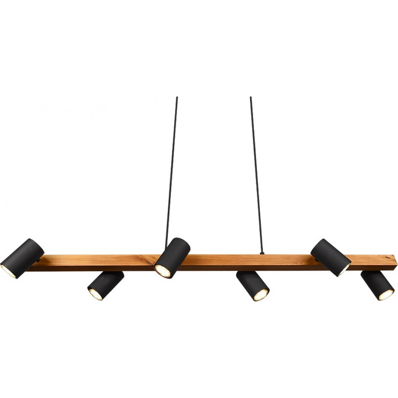 Lampa wisząca Marley Wood VI | Loftowa lampa drewno/czarno Trio