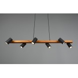 Lampa wisząca Marley Wood VI | Loftowa lampa drewno/czarno Trio