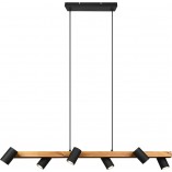 Lampa wisząca Marley Wood VI | Loftowa lampa drewno/czarno Trio