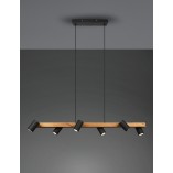 Lampa wisząca Marley Wood VI | Loftowa lampa drewno/czarno Trio