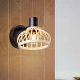 Kinkiet Boho Norah - Naturalny Bambus / Czarny | Brilliant