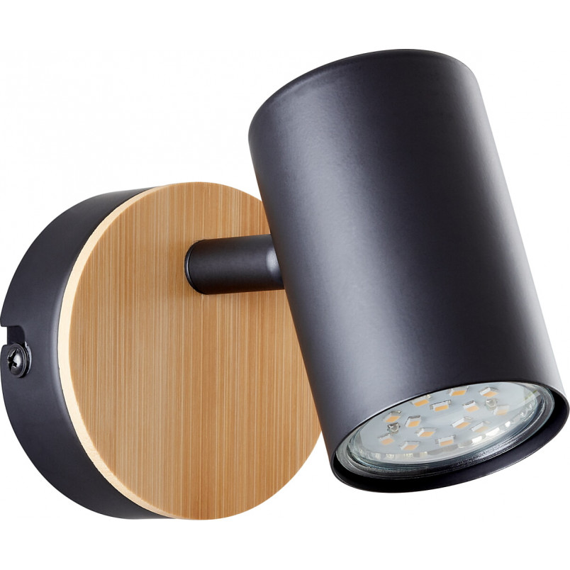 Kinkiet loft Niels czarny z drewnem - Brilliant | Sklep z lampami