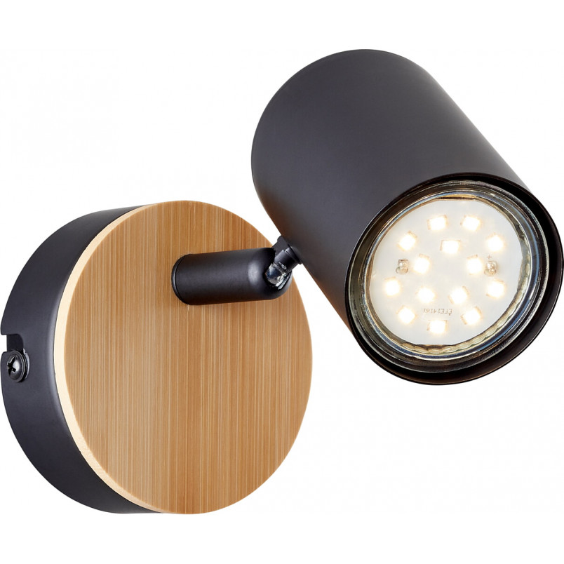 Kinkiet loft Niels czarny z drewnem - Brilliant | Sklep z lampami