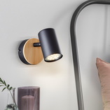 Kinkiet loft Niels czarny z drewnem - Brilliant | Sklep z lampami