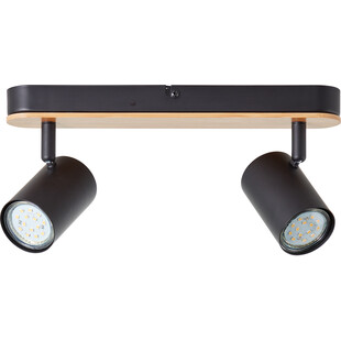 Reflektor Loft Niels II | Czarny z Drewnem | Brilliant