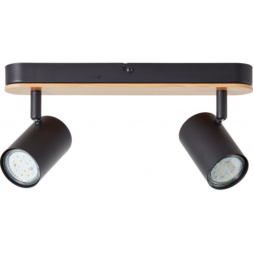 Reflektor Loft Niels II | Czarny z Drewnem | Brilliant