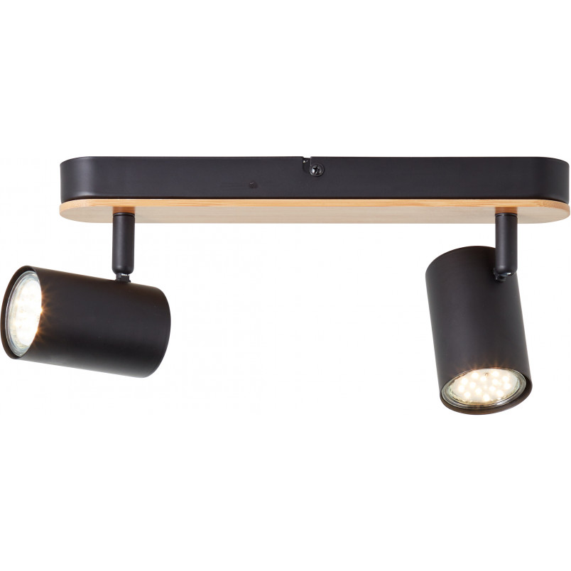 Reflektor Loft Niels II | Czarny z Drewnem | Brilliant