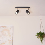 Reflektor Loft Niels II | Czarny z Drewnem | Brilliant