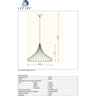 Lampa wisząca Vinti czarna Lucide | Loftowa, metalowa E27