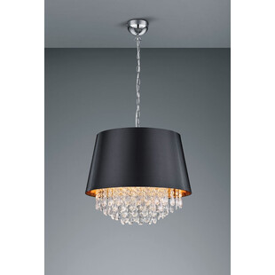 Lampa wisząca glamour z abażurem i kryształkami Loreley 50 Czarna Trio