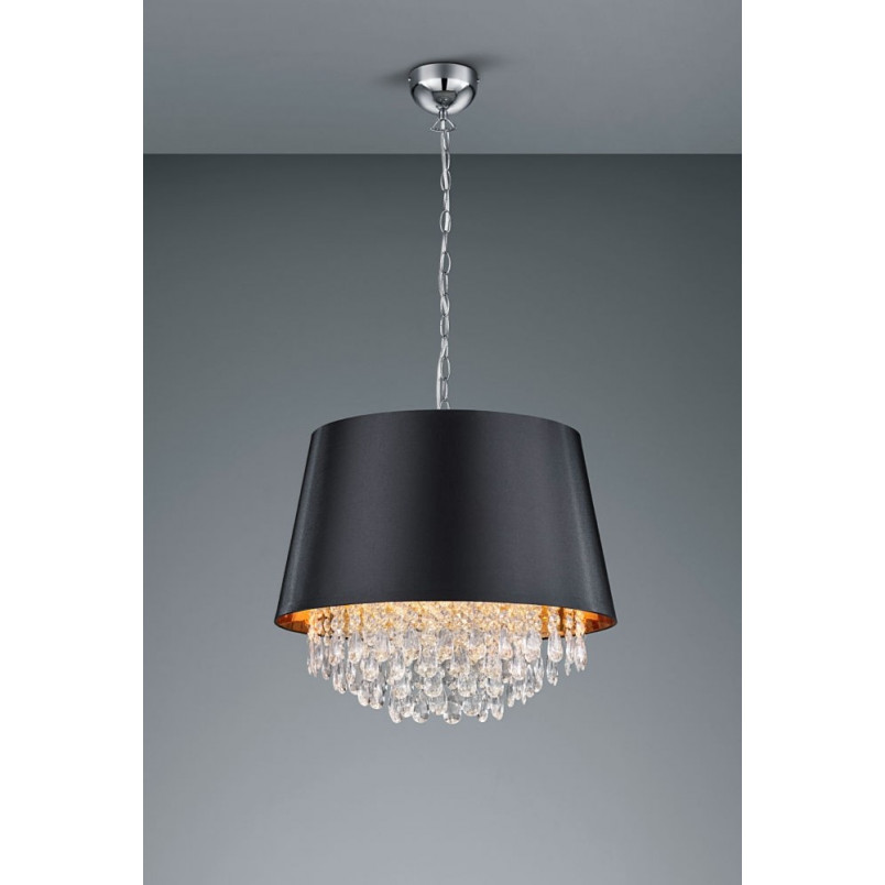 Lampa Wisząca Glamour Loreley Czarna | Trio - Odkryj Elegancję