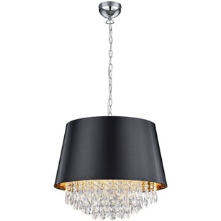 Lampa wisząca glamour z abażurem i kryształkami Loreley 50 Czarna Trio