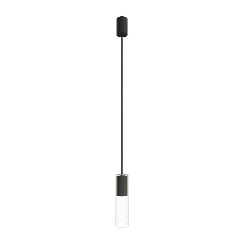 Lampa wisząca szklana tuba Cylinder 25cm przezroczysty / czarny Nowodvorski