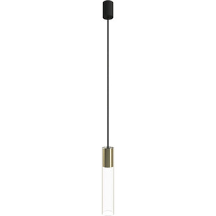 Lampa wisząca szklana tuba Cylinder 35cm przezroczysty / mosiądz Nowodvorski