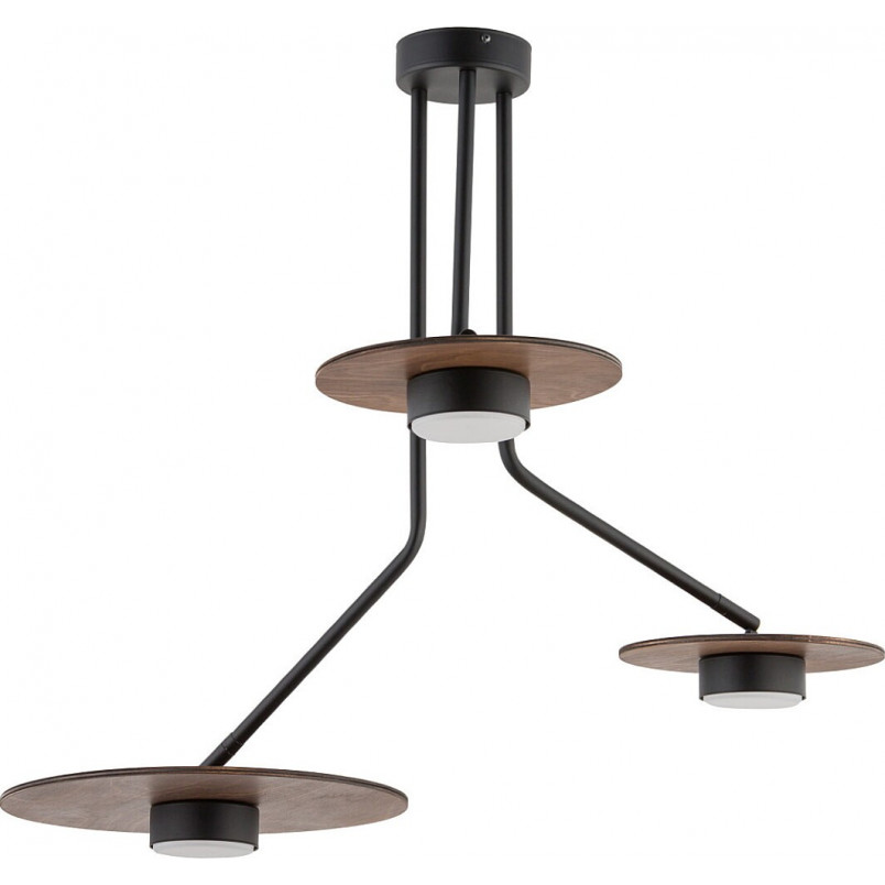 Lampa sufitowa Disk III | Loftowa czarna z drewna | Nowodvorski