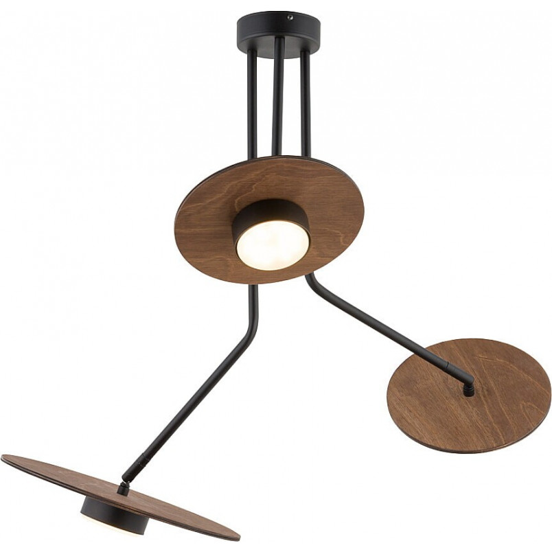 Lampa sufitowa Disk III | Loftowa czarna z drewna | Nowodvorski