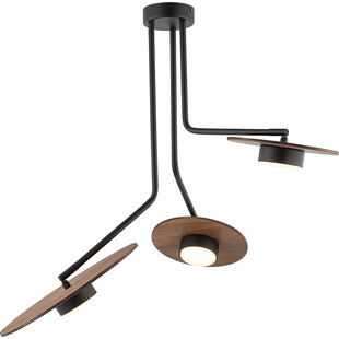 Lampa sufitowa Disk III | Loftowa czarna z drewna | Nowodvorski