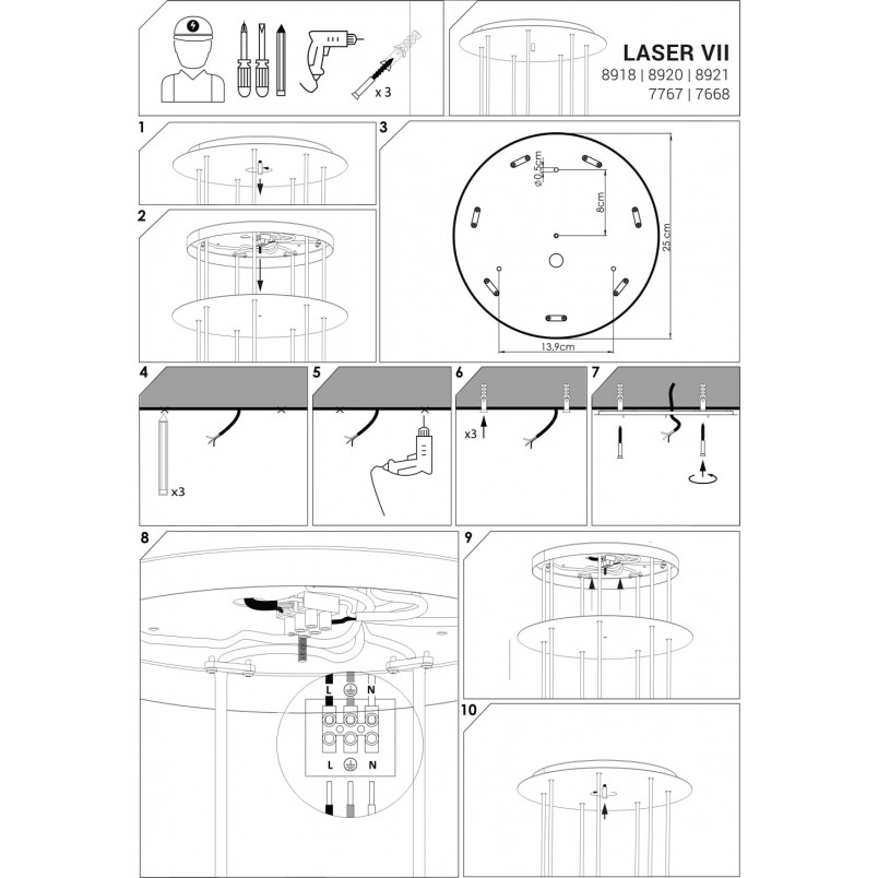 Lampa Wisząca Mosiężna Laser VII 30cm | Nowodvorski