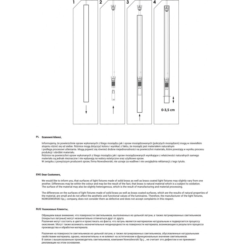 Lampa Wisząca Mosiężna Laser VII 30cm | Nowodvorski