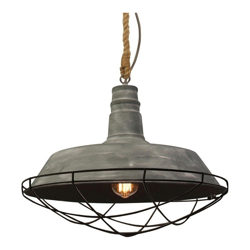 Lampa Wisząca Industrialna Rope | Szara, Betonowa - Brilliant