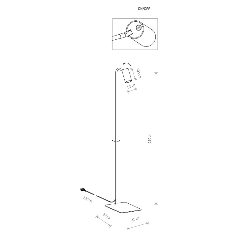 Lampa podłogowa Mono mosiężna Nowodvorski - Minimalistyczny design