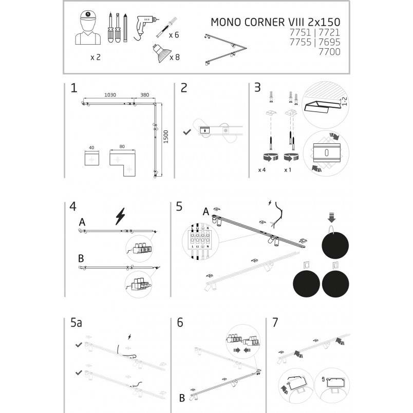 Reflektor sufitowy Mono VIII mosiężny Nowodvorski