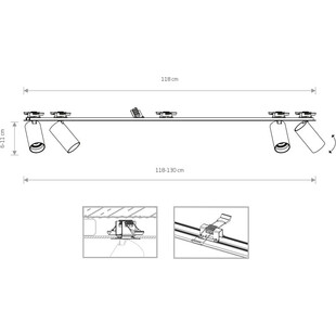 Lampa podtynkowa Mono 118cm biały / złoty Nowodvorski