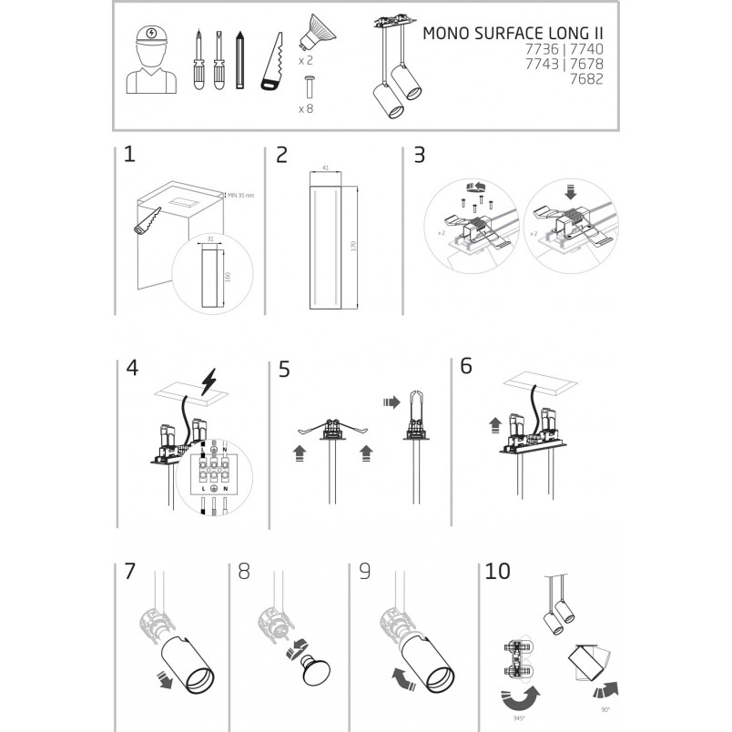 Lampa podtynkowa Mono Long czarno-złota | Nowodvorski