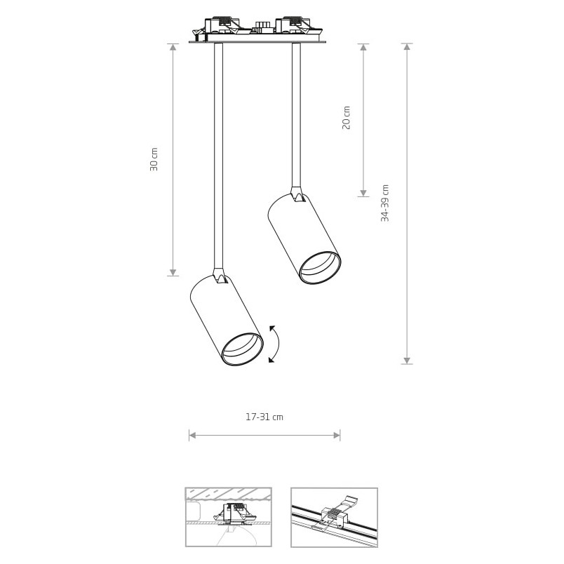 Lampa podtynkowa Mono Long czarno-złota | Nowodvorski