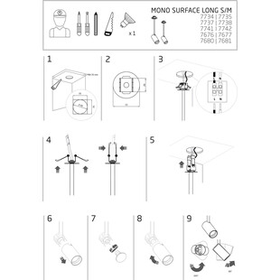 Lampa podtynkowa Mono Long 39cm czarny/złoty | Nowodvorski