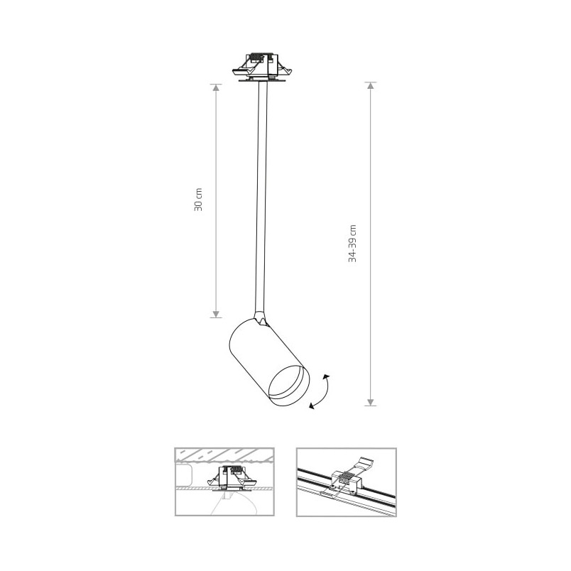 Lampa podtynkowa Mono Long 39cm czarny/złoty | Nowodvorski