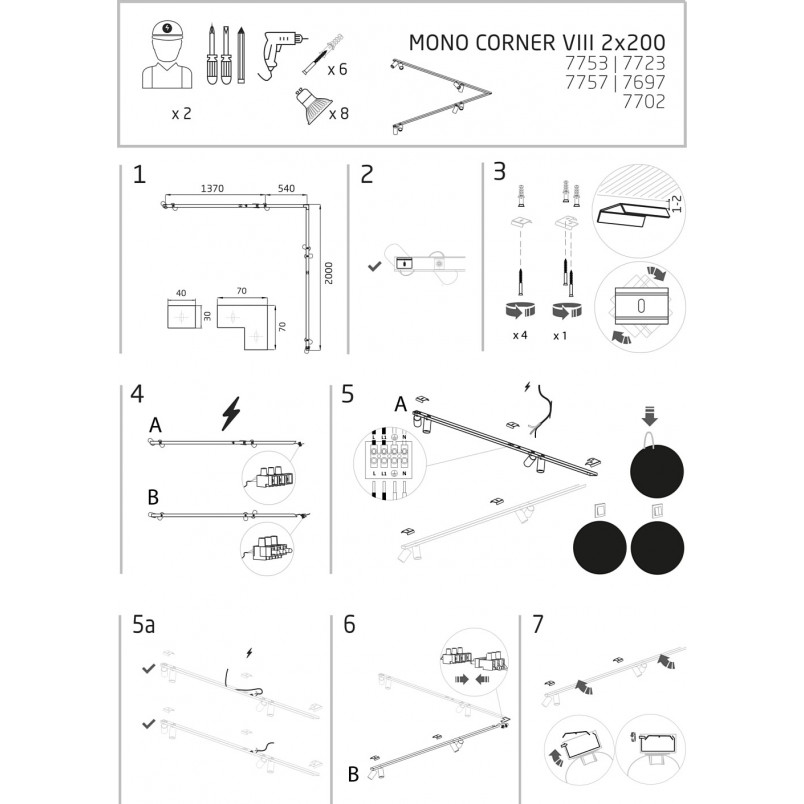Reflektor sufitowy Mono Long VIII czarny/złoty Nowodvorski | Kup teraz!