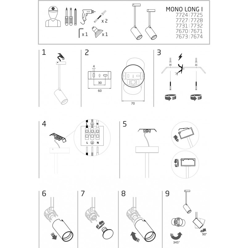 Lampa sufitowa regulowana Mono 41cm biały / złoty Nowodvorski